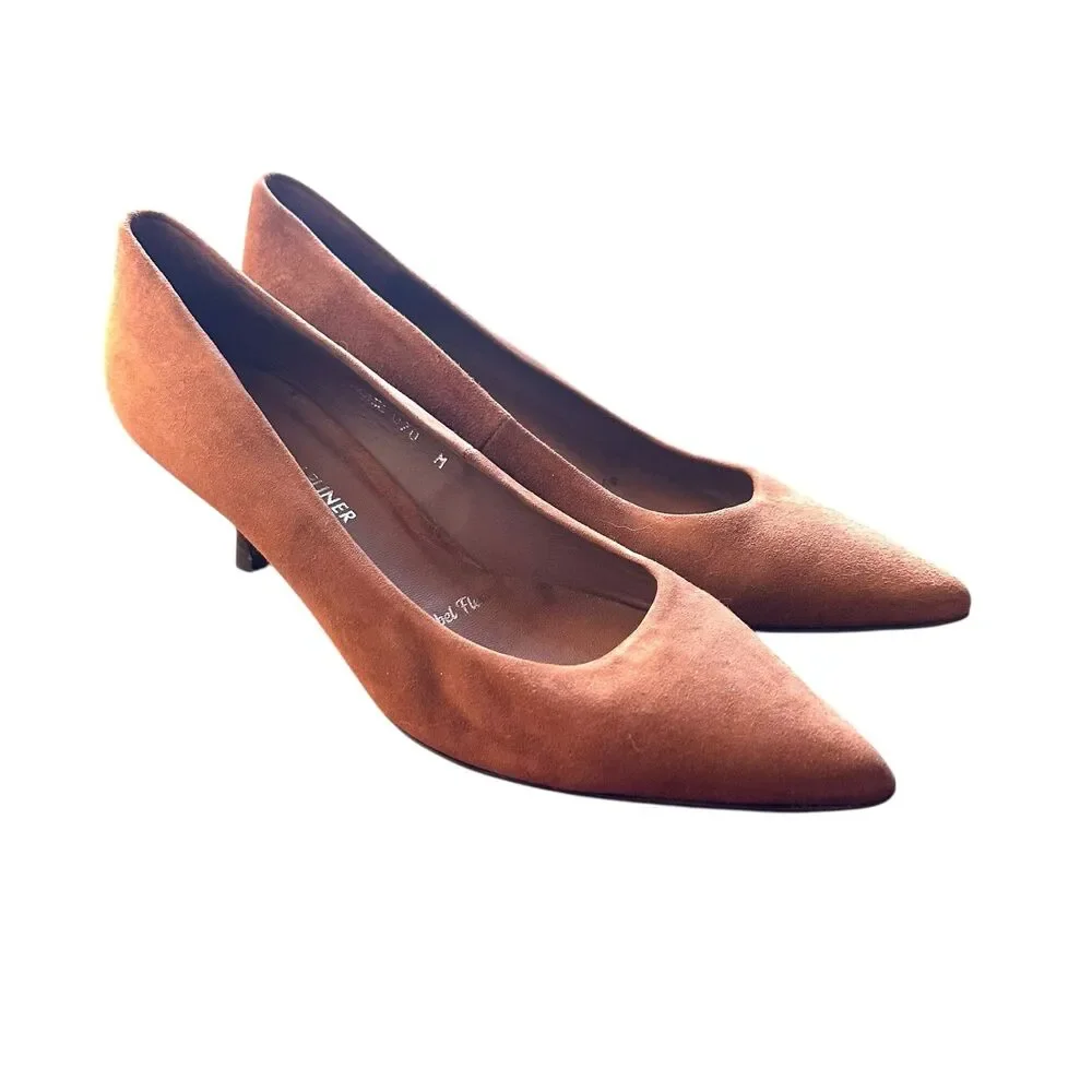 DONALD PLINER Rome Suede Kitten Heel Brown Sz 7